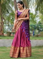 Narayan Pet Cotton Pink Festival Wear Weaving Work Readymade Lehenga Choli